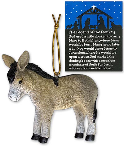 Donkey Ornament with Jesus Story Card